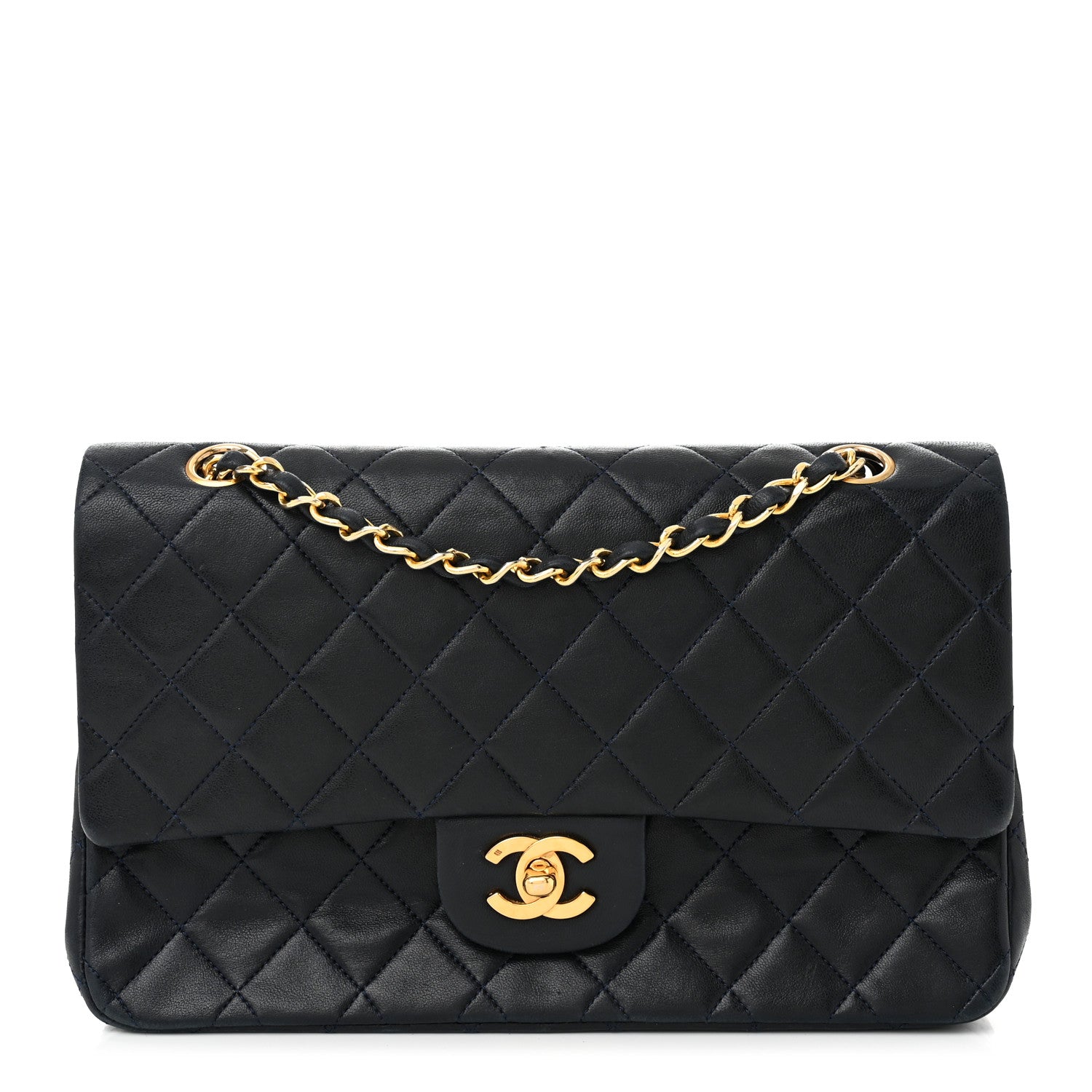 Chanel Lambskin Quilted Medium Double Flap Navy 1 of 11