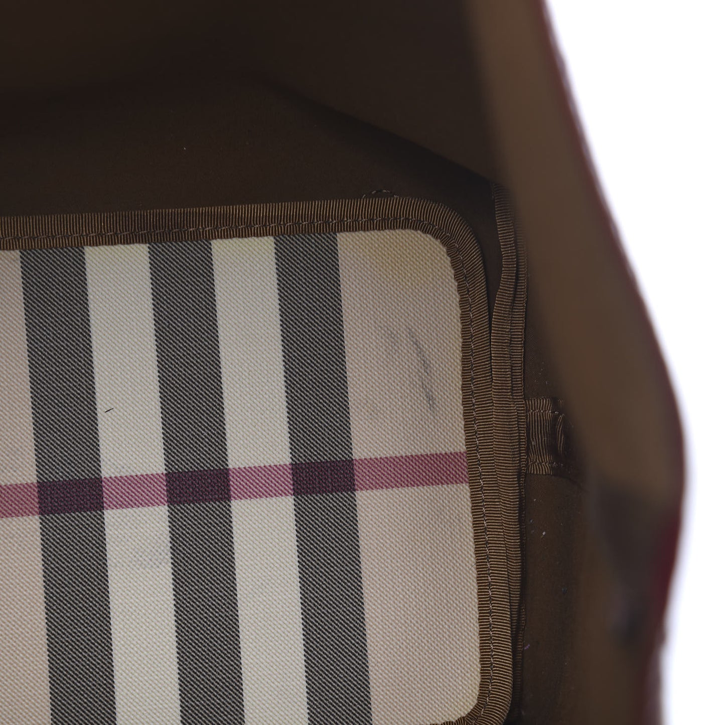 Patent Trim Nova Check Medium Shopper Tote Burgundy