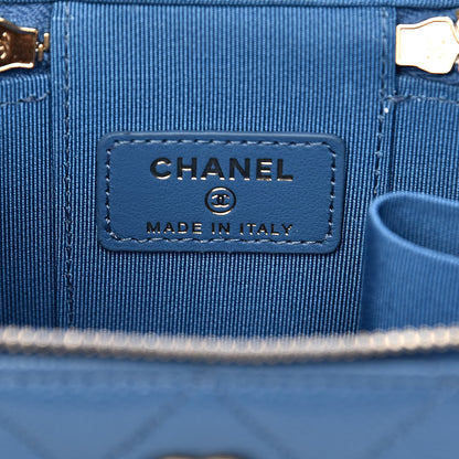 Chanel Caviar Quilted Mini Vanity Case With Chain Blue 6 of 11
