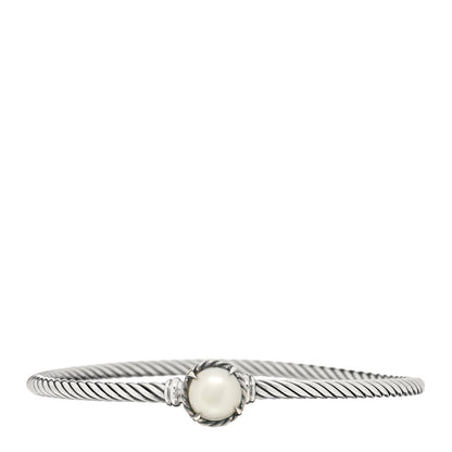 David Yurman Sterling Silver Pearl 3mm Chatelaine Bracelet 1 of 3