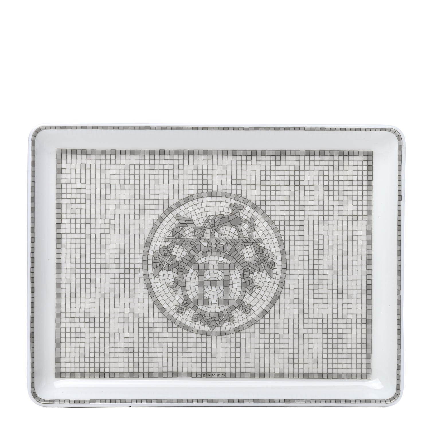 Hermes Porcelain Mosaique Au 24 Sushi Plate Platine 1 of 3