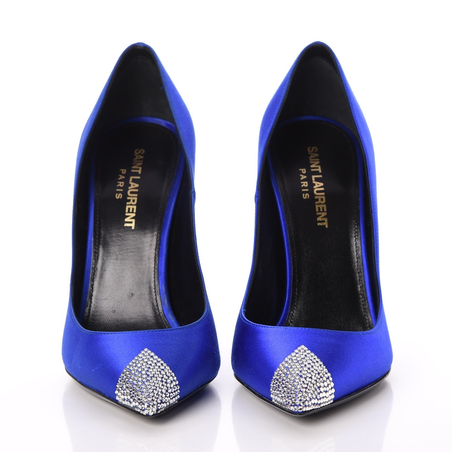 Saint Laurent Satin Crystal Embellished Tower 110 Pump 36 Blue 2 of 9