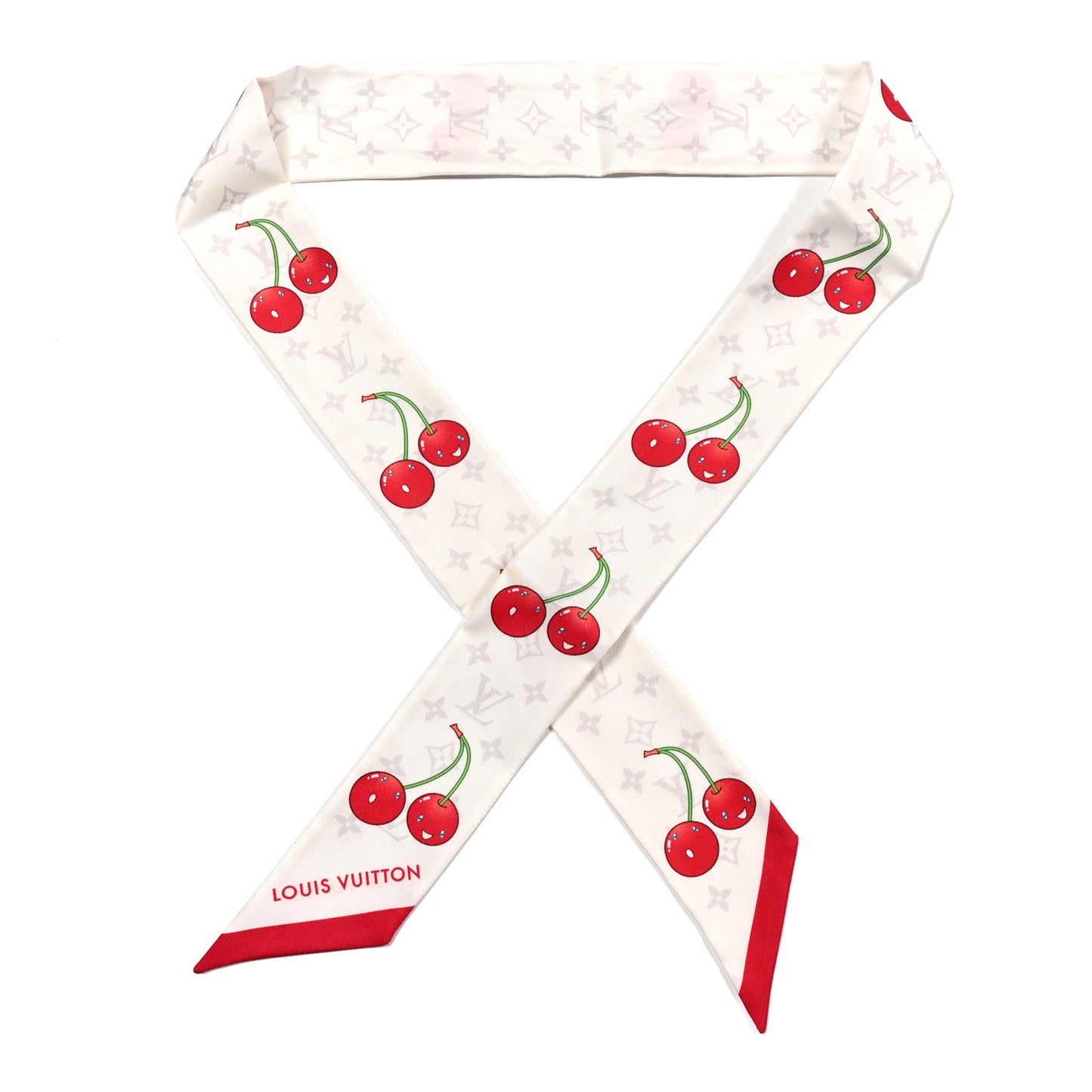 LV X TM Silk Monogram Cerises Bandeau White