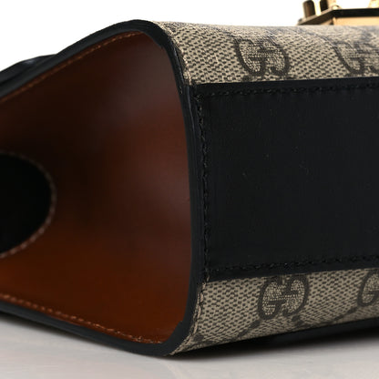 Gucci GG Supreme Monogram Calfskin Small Padlock Shoulder Bag Beige Black Cuir 9 of 12