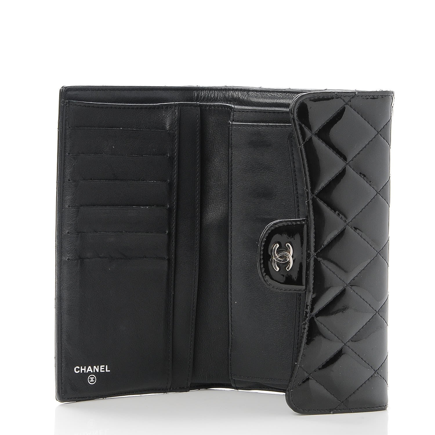 Chanel Patent Calfskin Quilted Large Flap Wallet Black 5 of 9