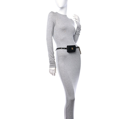 Chanel Goatskin Quilted Punk Essentials Chain Mini Flap Belt Bag Black 2 of 11