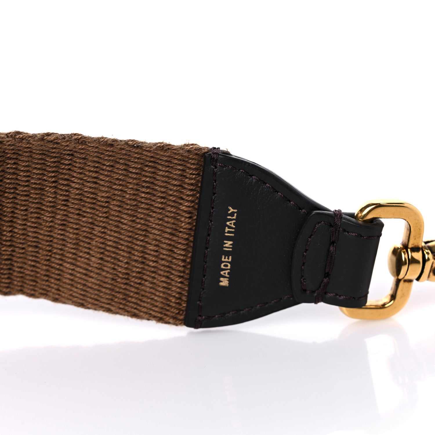 Fendi Ribbon Vitello Century FF 1974 Flat Studded Strap You Fango Marrone Ebano 4 of 7