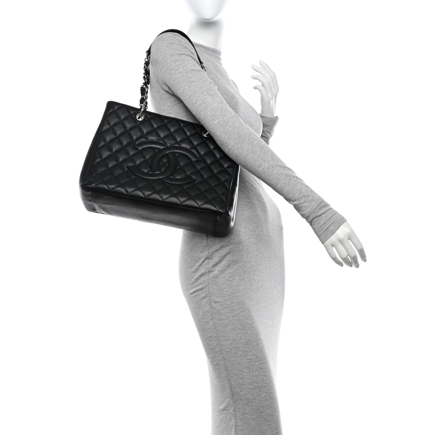 Caviar Quilted Grand Shopping Tote GST Black