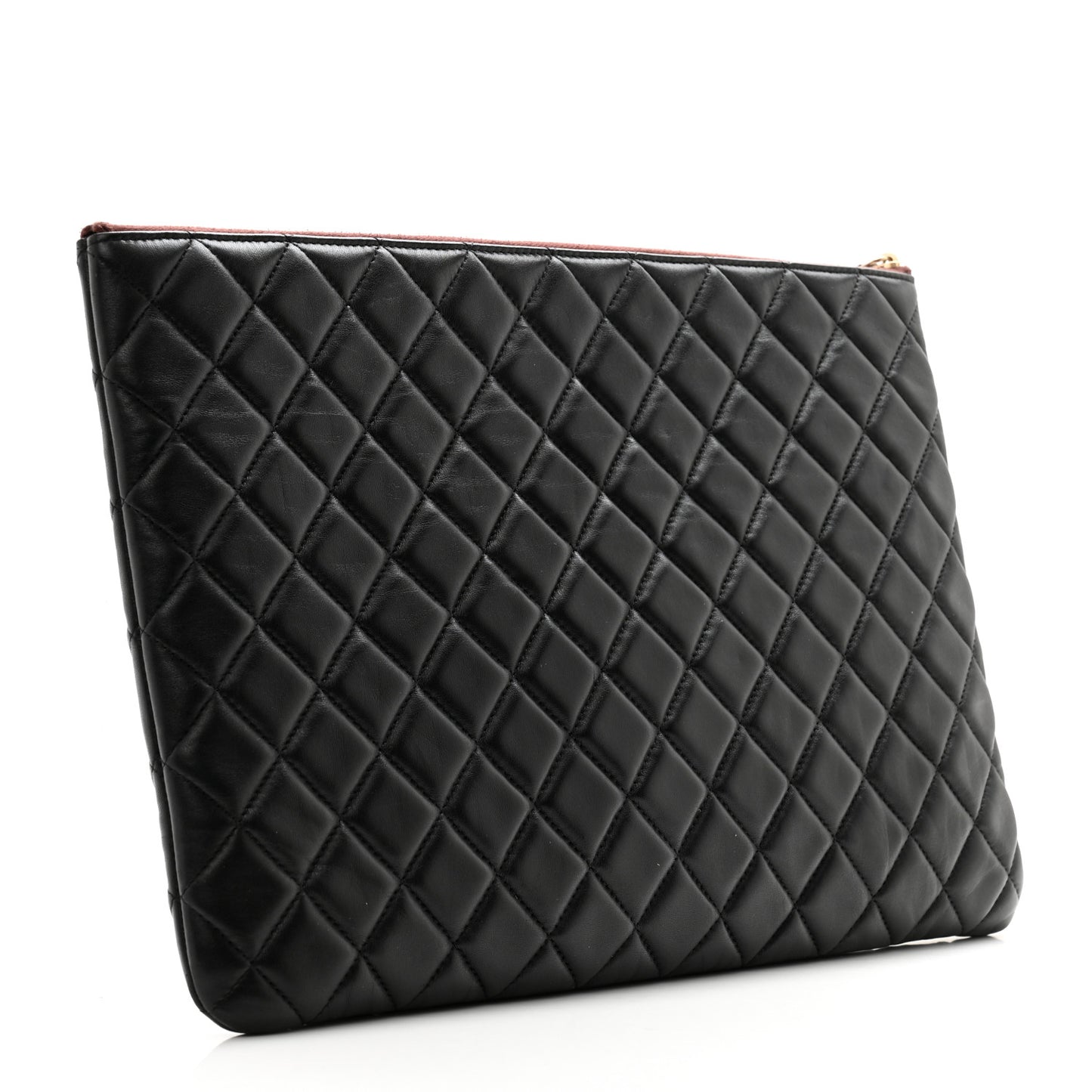Lambskin Quilted Large Cosmetic Case Black