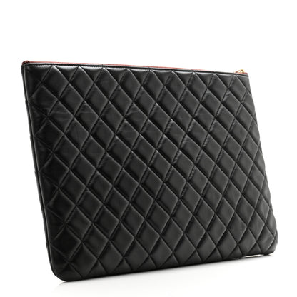 Chanel Lambskin Quilted Large Cosmetic Case Black 3 of 9