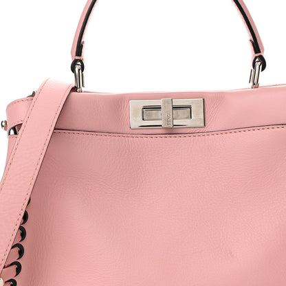 Fendi Vitello Seta Lace Up Medium Peekaboo Iconic Satchel Bubblegum 9 of 17
