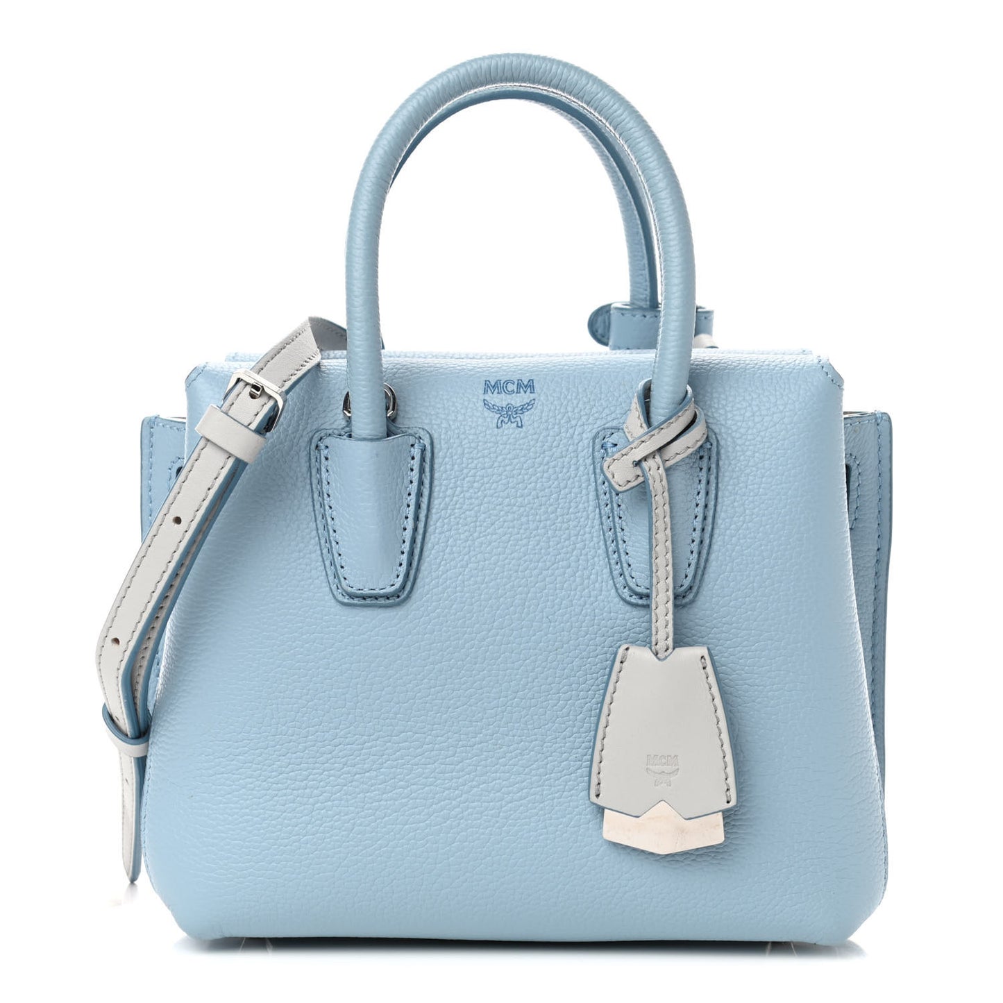 Grained Calfskin Mini Milla Tote Sky Blue