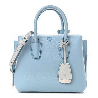 MCM Grained Calfskin Mini Milla Tote Sky Blue 1 of 4