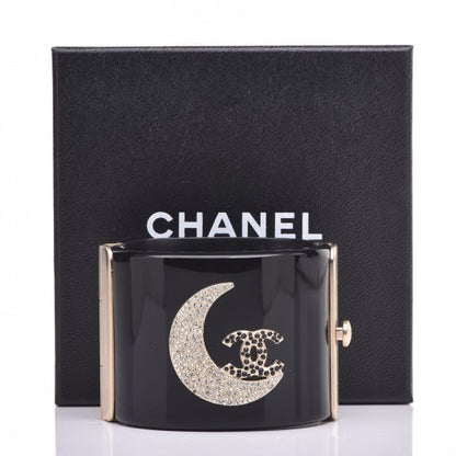Chanel Resin Crystal Moon CC Wide Cuff Black 6 of 6