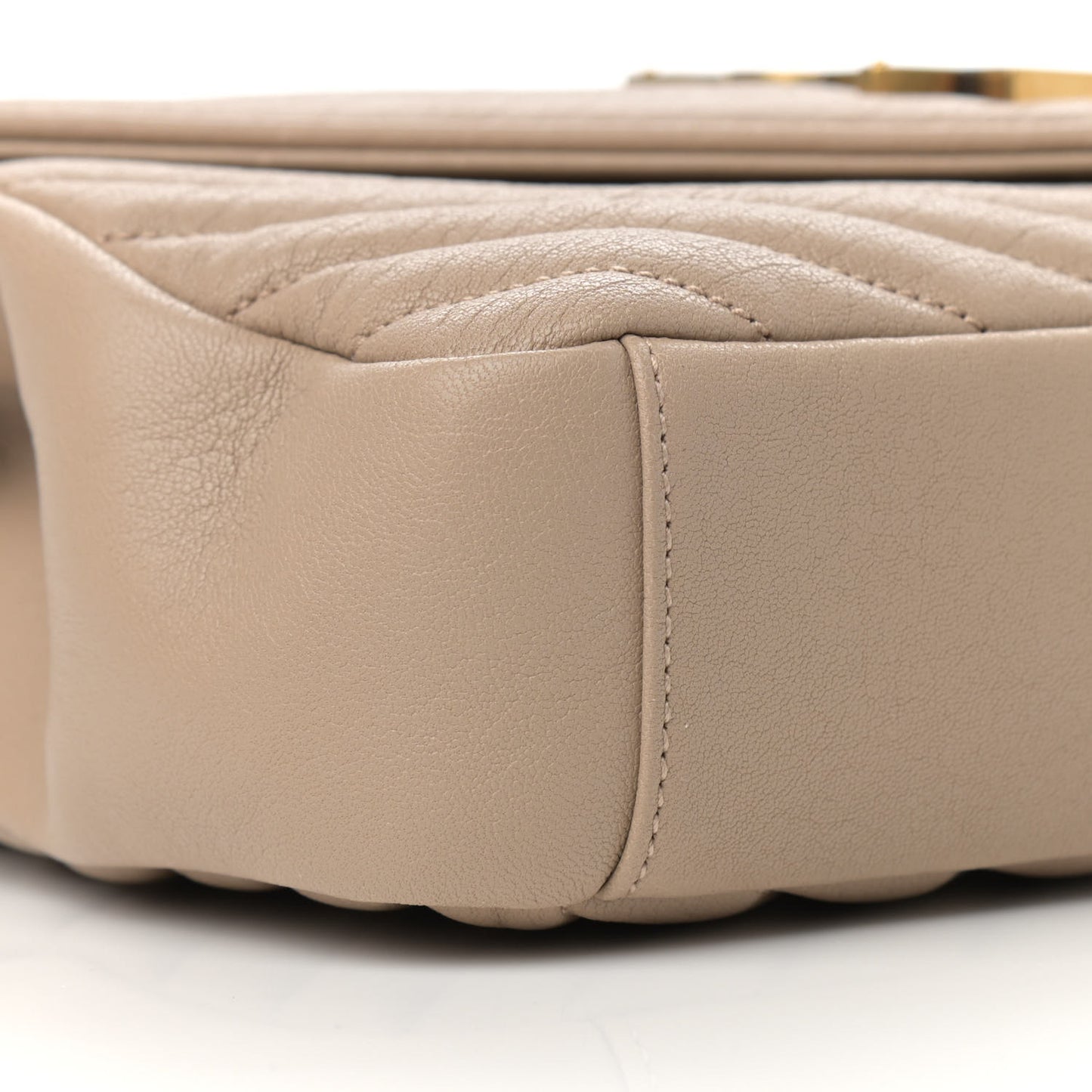 Sheepskin Matelasse Chevron Monogram Medium College Bag Dark Beige