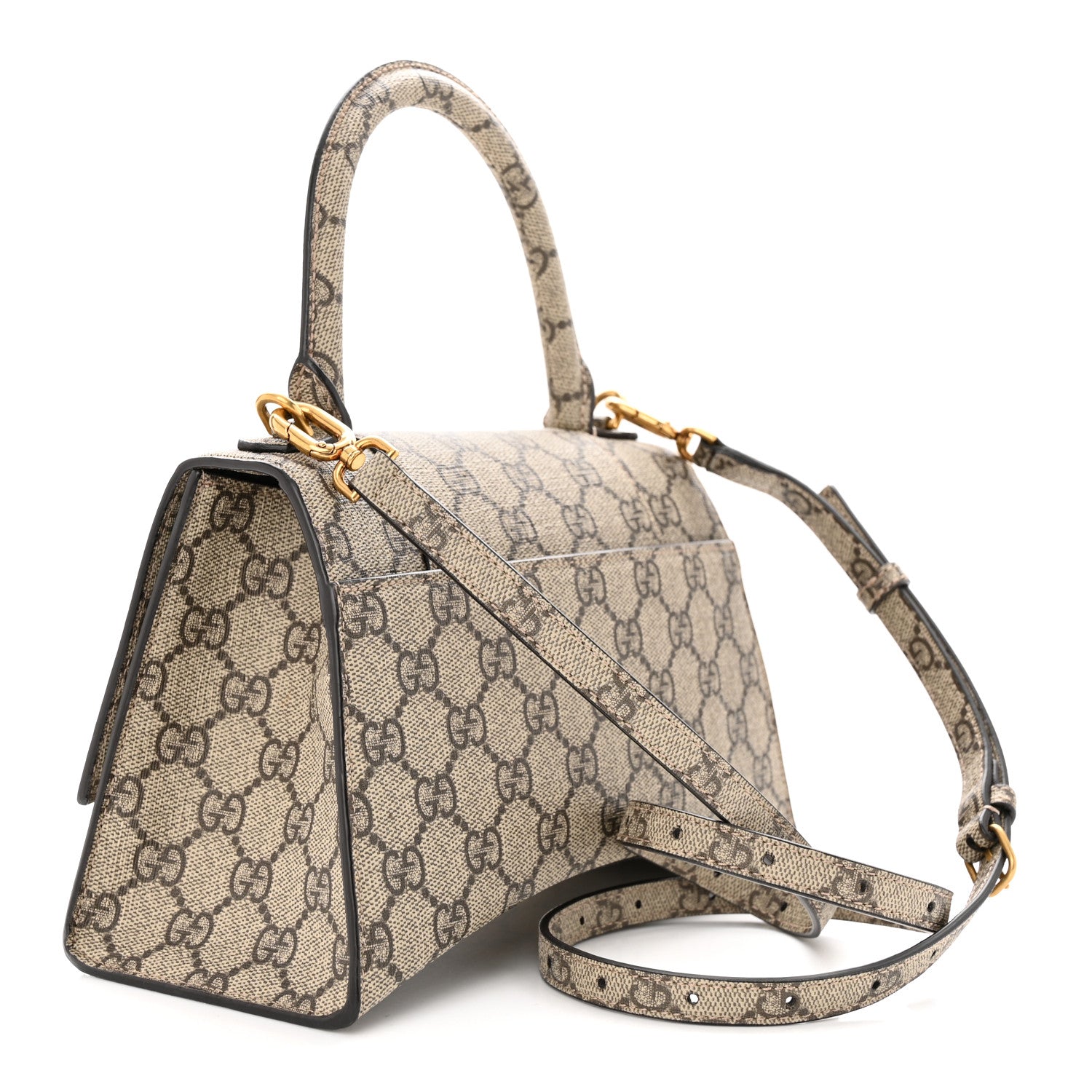 Balenciaga X GUCCI GG Supreme Monogram Small Hourglass Top Handle Bag Beige Ebony 3 of 10