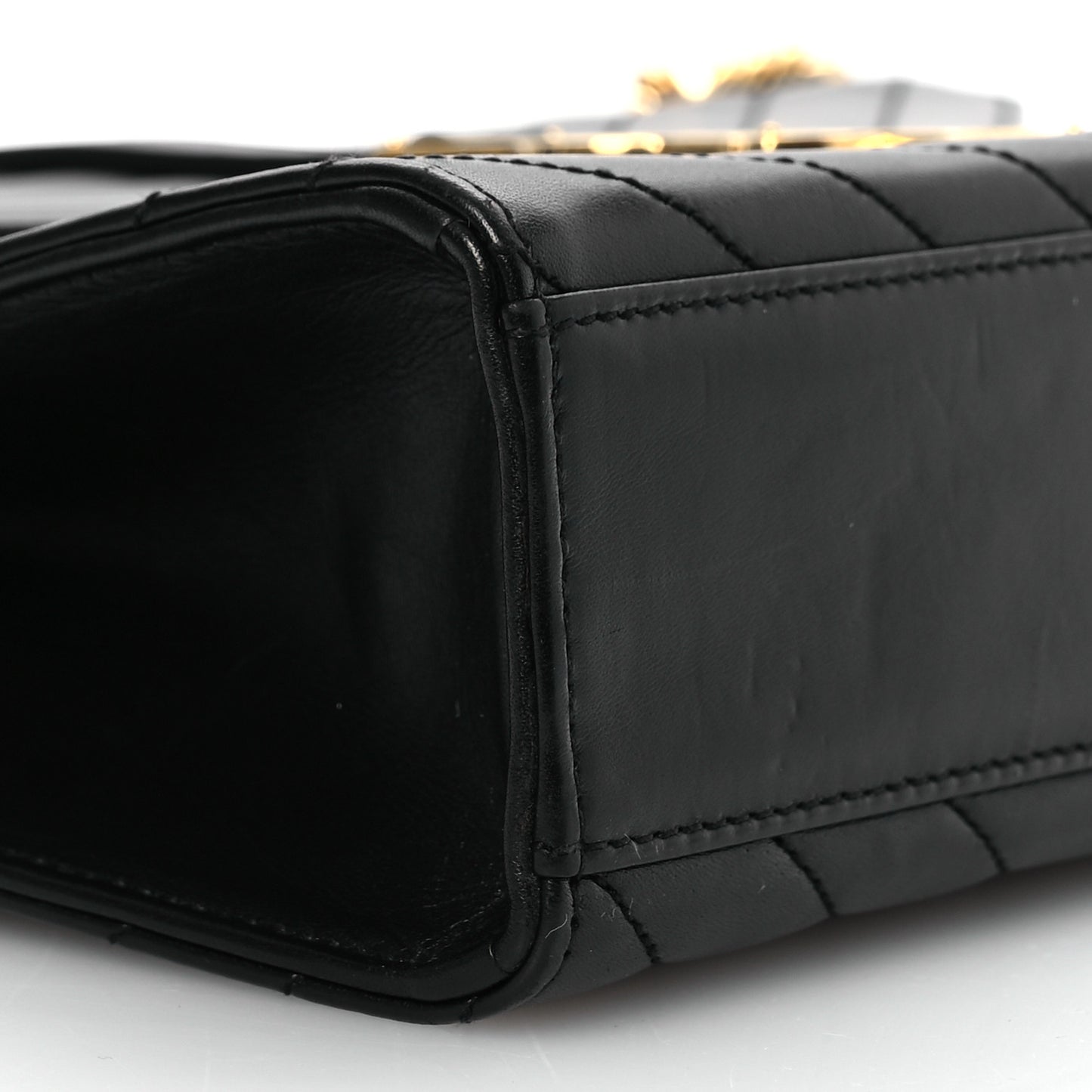 Smooth Calfskin Matelasse Chevron Large Monogram Satchel Black