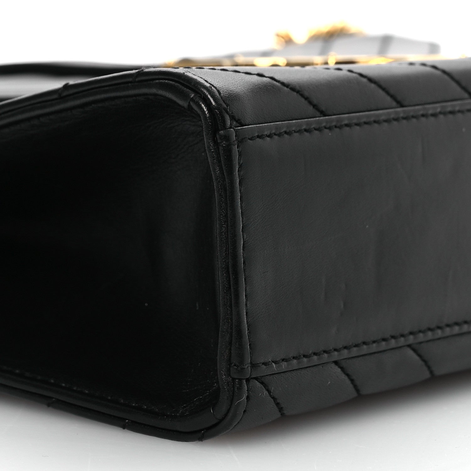 Saint Laurent Smooth Calfskin Matelasse Chevron Large Monogram Satchel Black 17 of 23