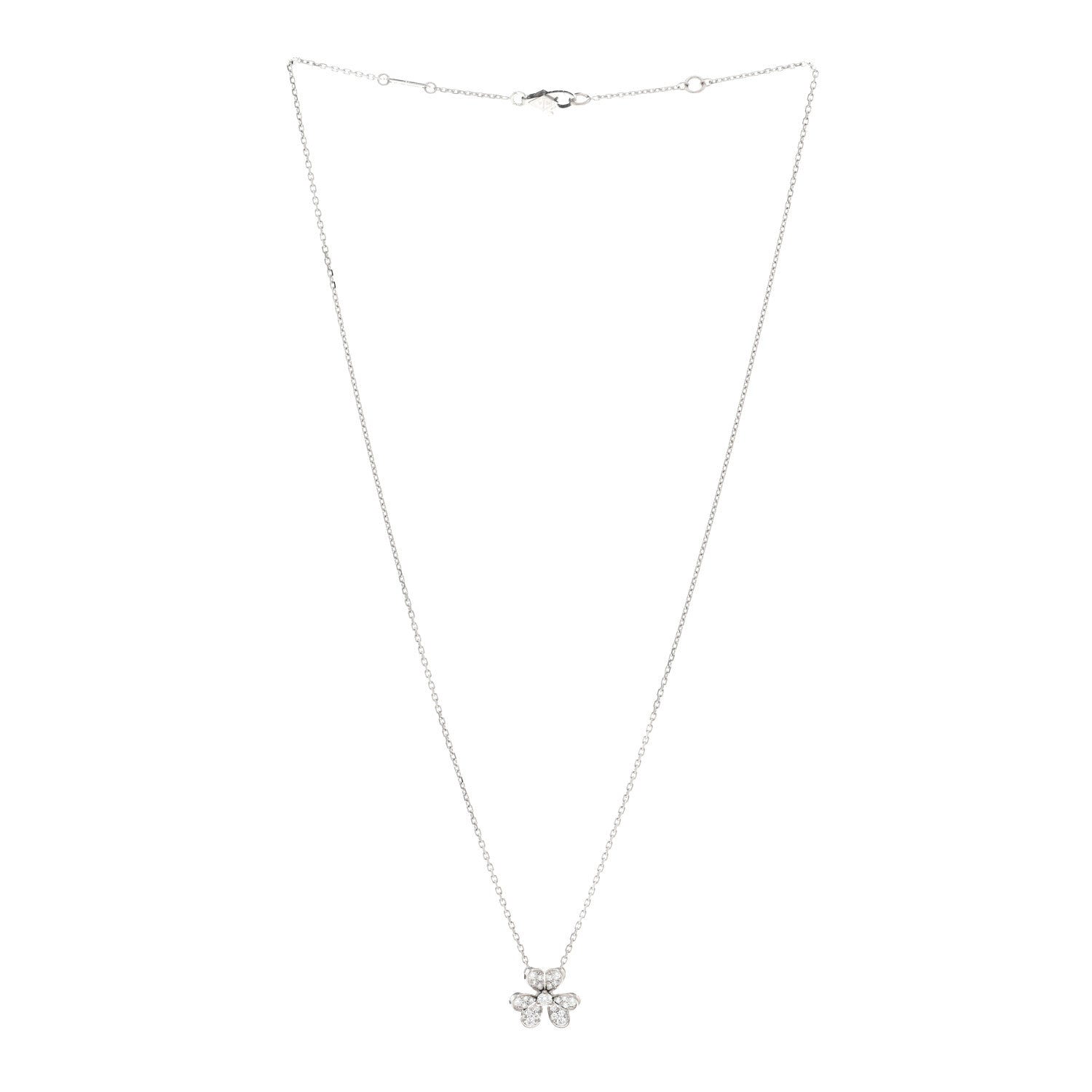 Van Cleef & Arpels 18K White Gold Diamond Mini Frivole Pendant Pave Necklace 3 of 5