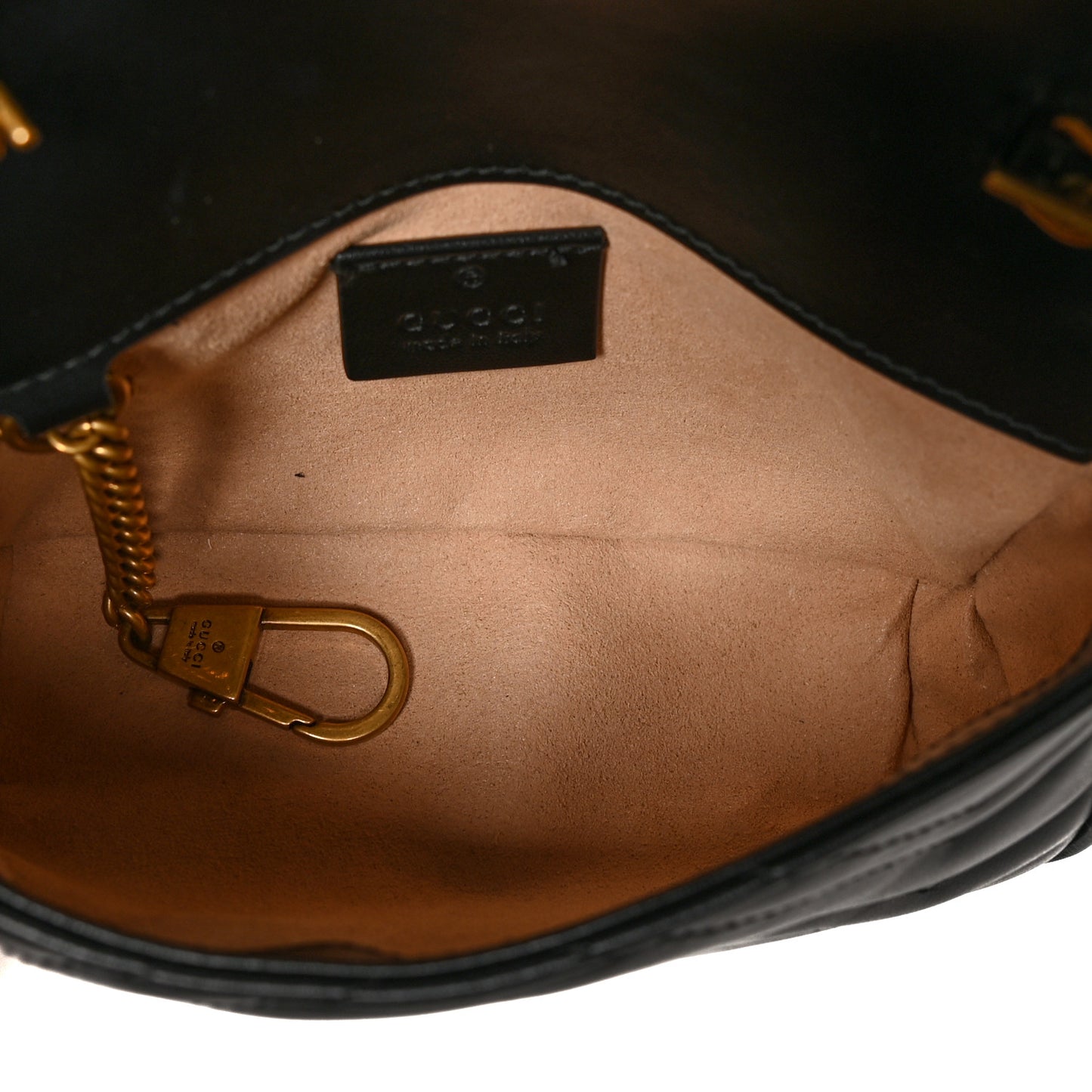 Calfskin Matelasse Super Mini GG Marmont Shoulder Bag Black
