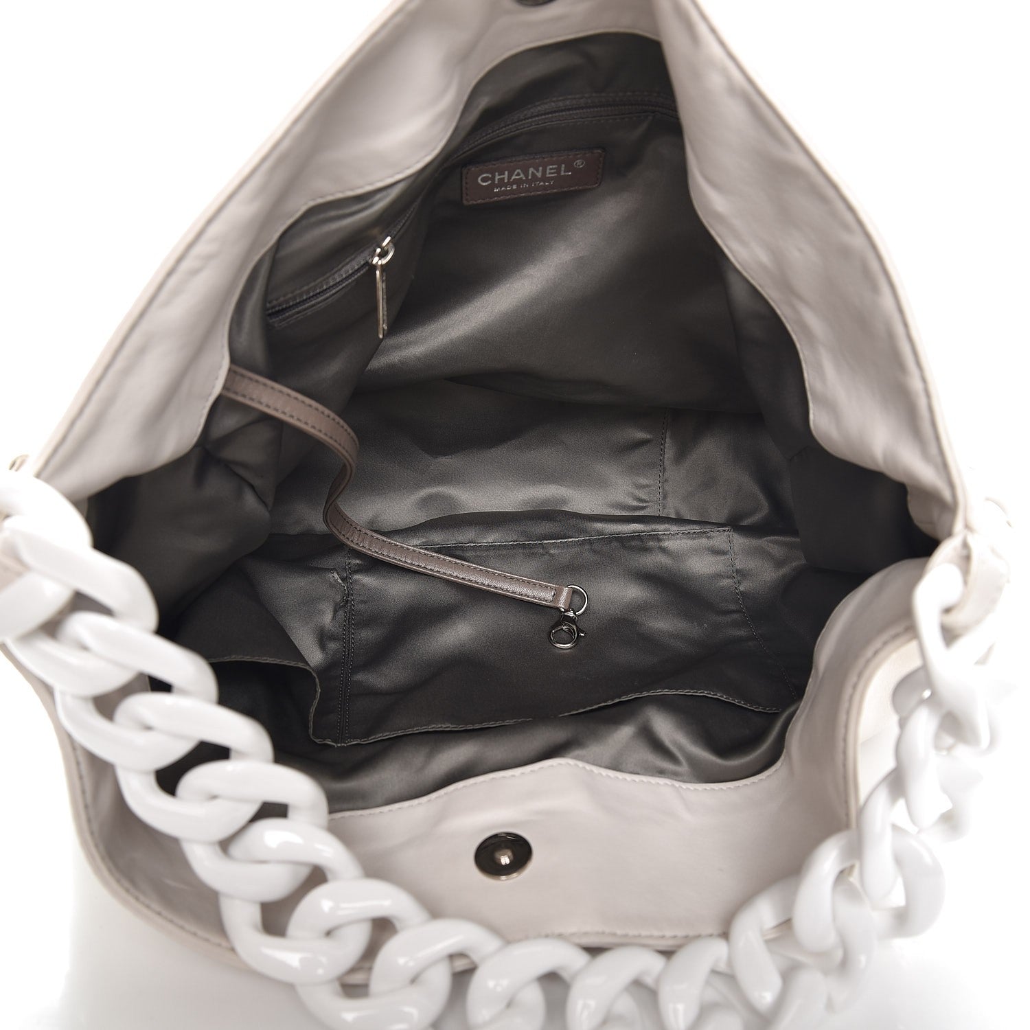 Chanel Calfskin Modern Chain Rhodoid Hobo White 5 of 11