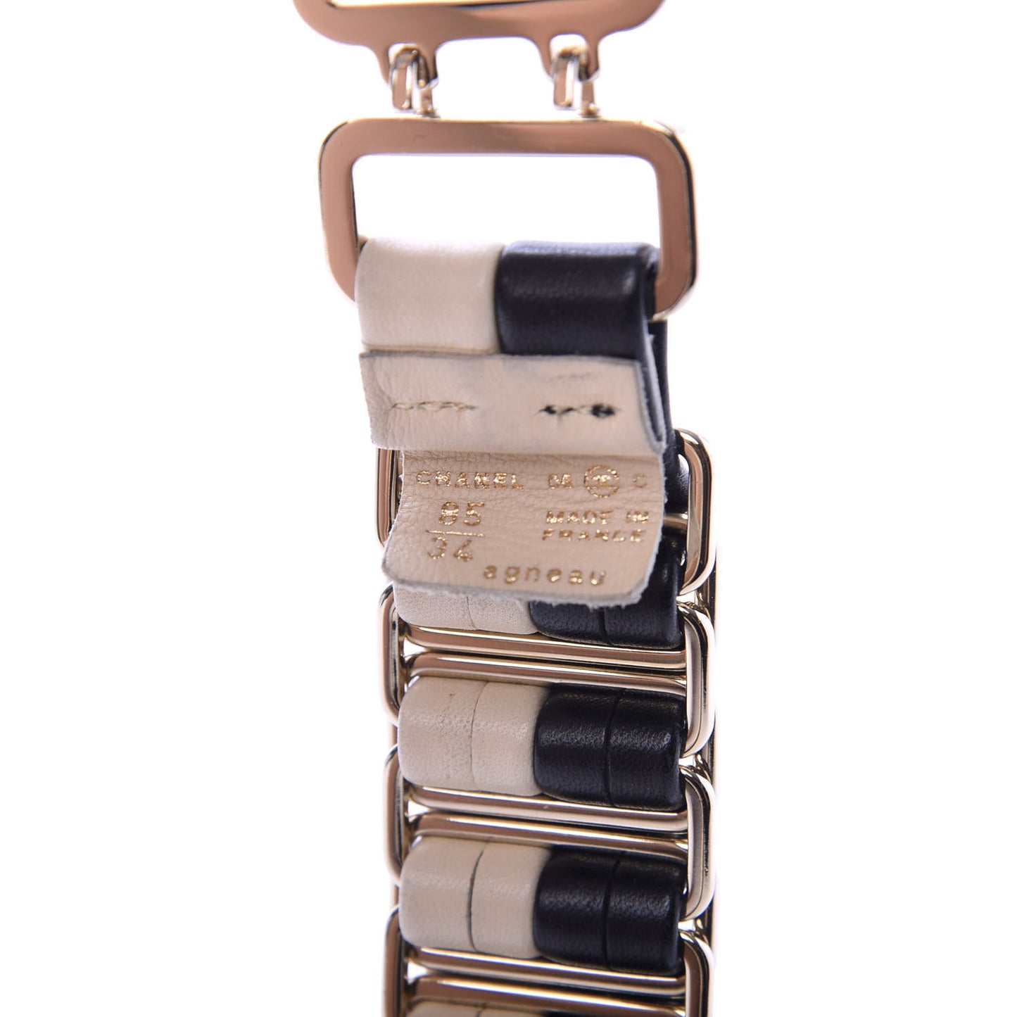Lambskin Metal Belt 85 34 Black Beige
