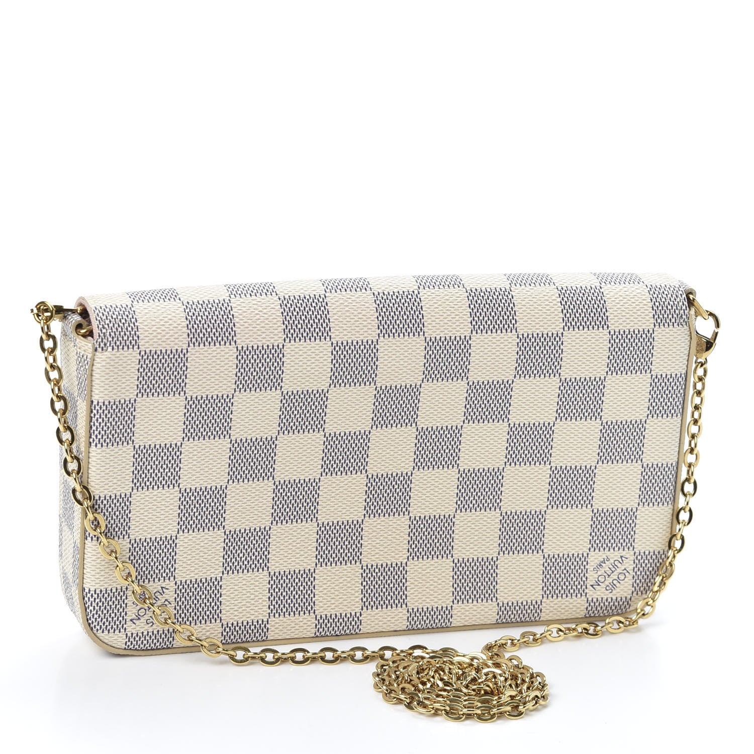 Louis Vuitton Damier Azur Pochette Felicie Chain Wallet Rose Ballerine 2 of 10
