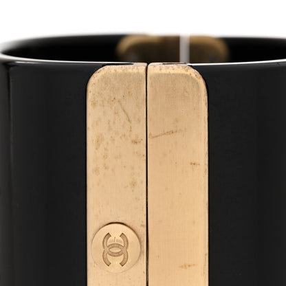 Chanel Resin Crystal CC Cuff Bracelet Black Gold 6 of 6