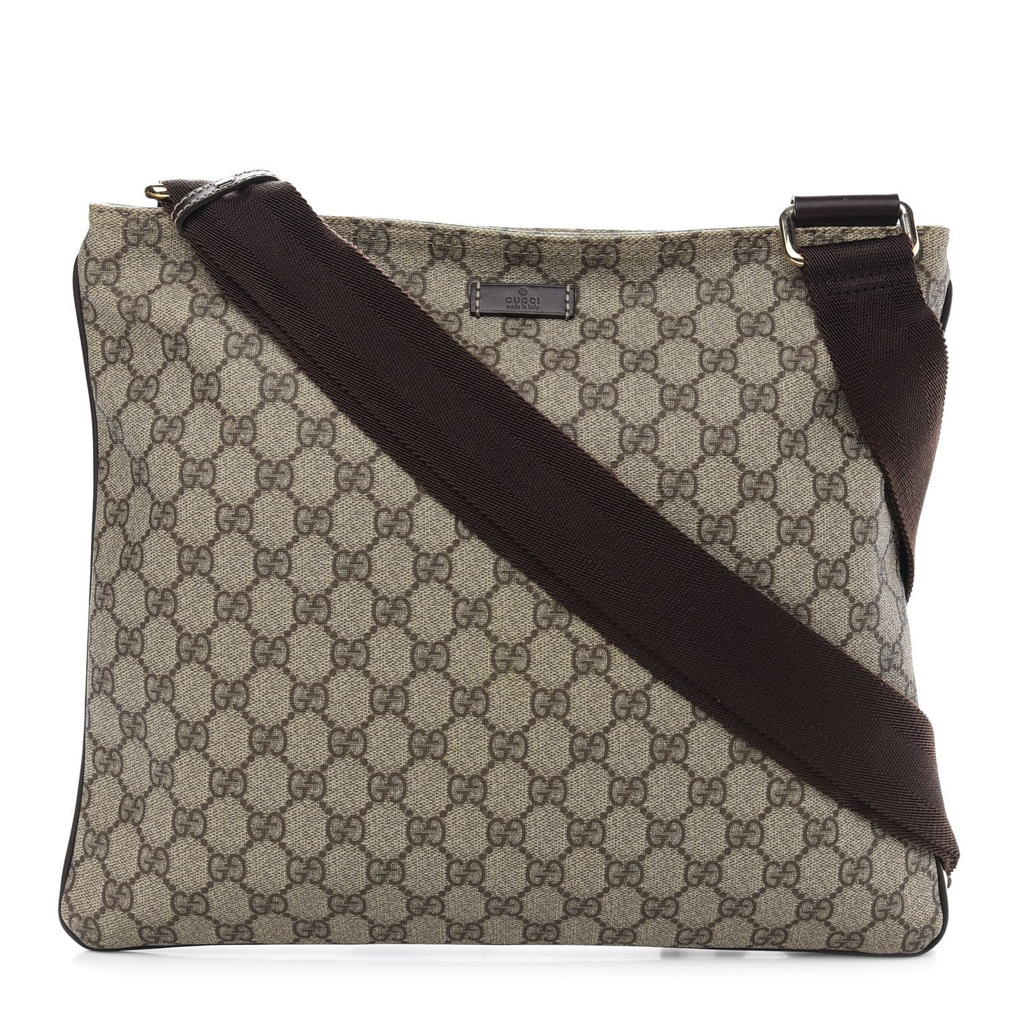 GG Supreme Monogram Medium Flat Messenger Bag Dark Brown