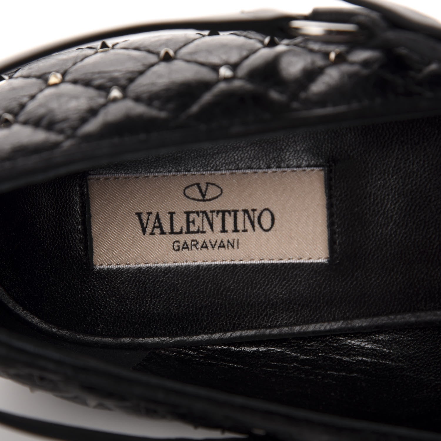 Valentino Garavani Crackled Lambskin Rockstud Spike Captoe Ballerina Flats 40.5 Black 7 of 10