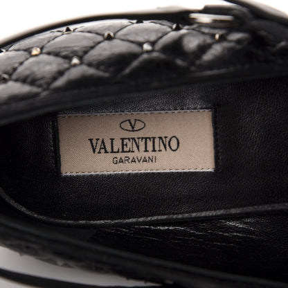 Valentino Garavani Crackled Lambskin Rockstud Spike Captoe Ballerina Flats 40.5 Black 7 of 10