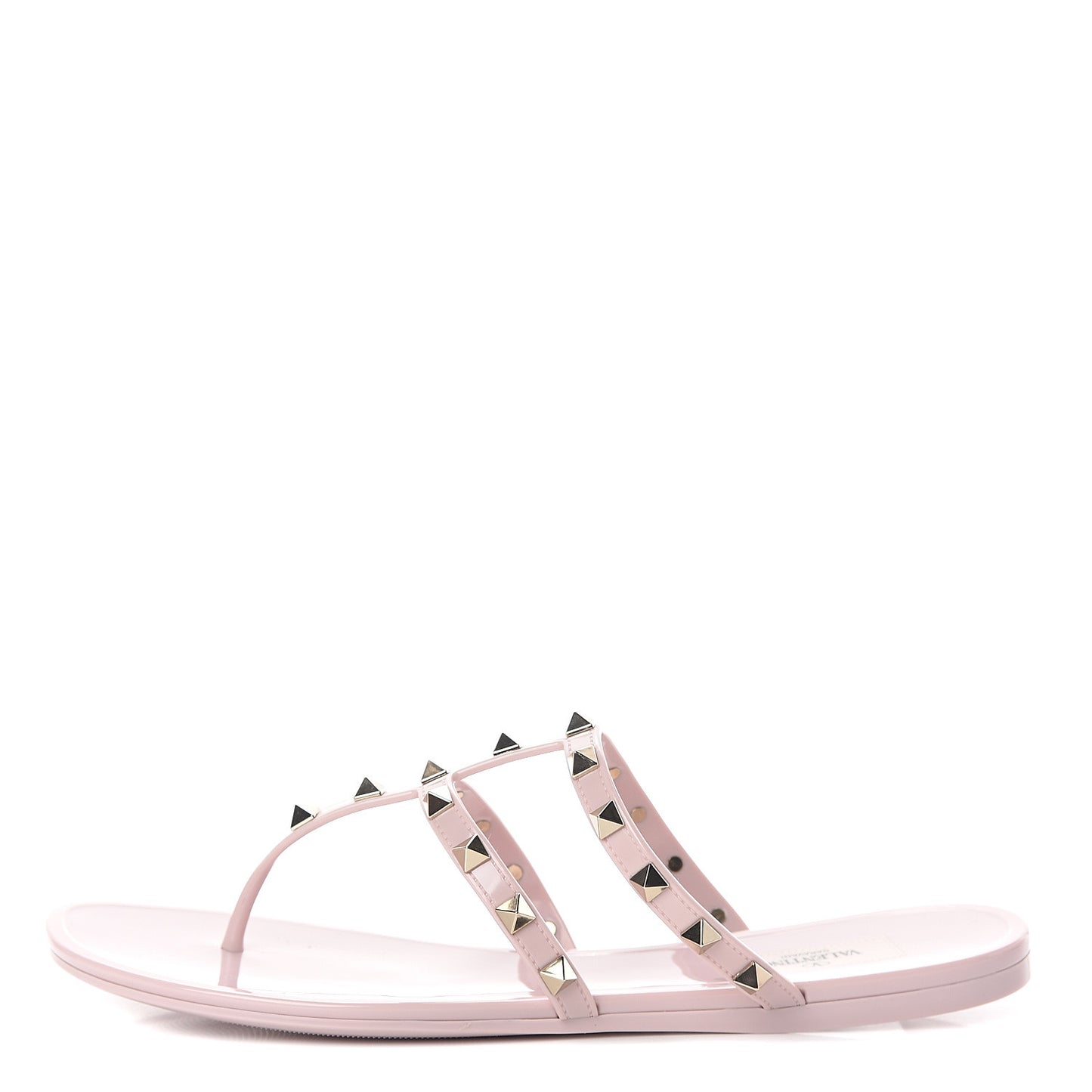 PVC Jelly Rockstud Caged Flat Thong Sandals 40 Water Rose