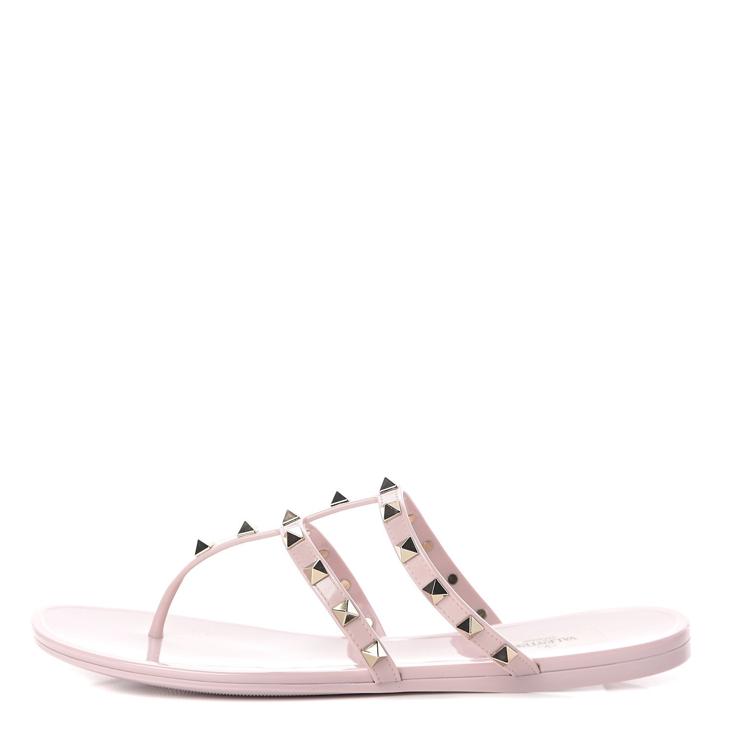 Valentino Garavani PVC Jelly Rockstud Caged Flat Thong Sandals 40 Water Rose 1 of 7