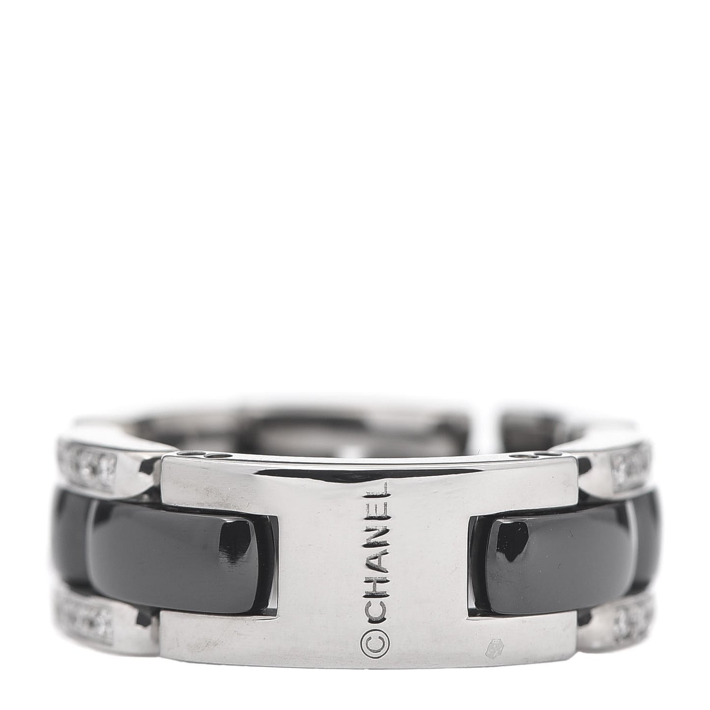 18K White Gold Ceramic Diamond Medium Ultra Ring Black 54 7