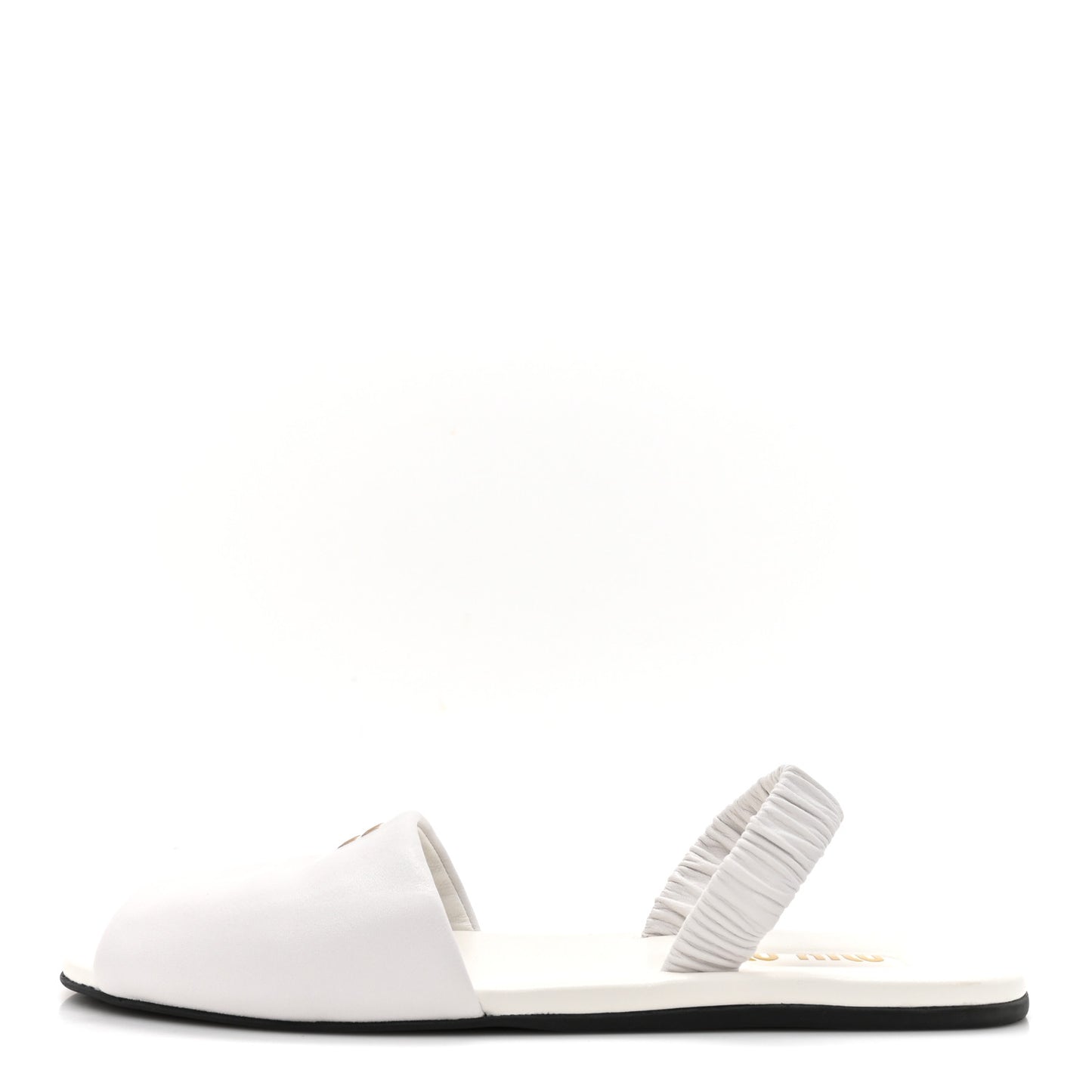 Vitello Nappa Ruched Flat Sandals 39 White