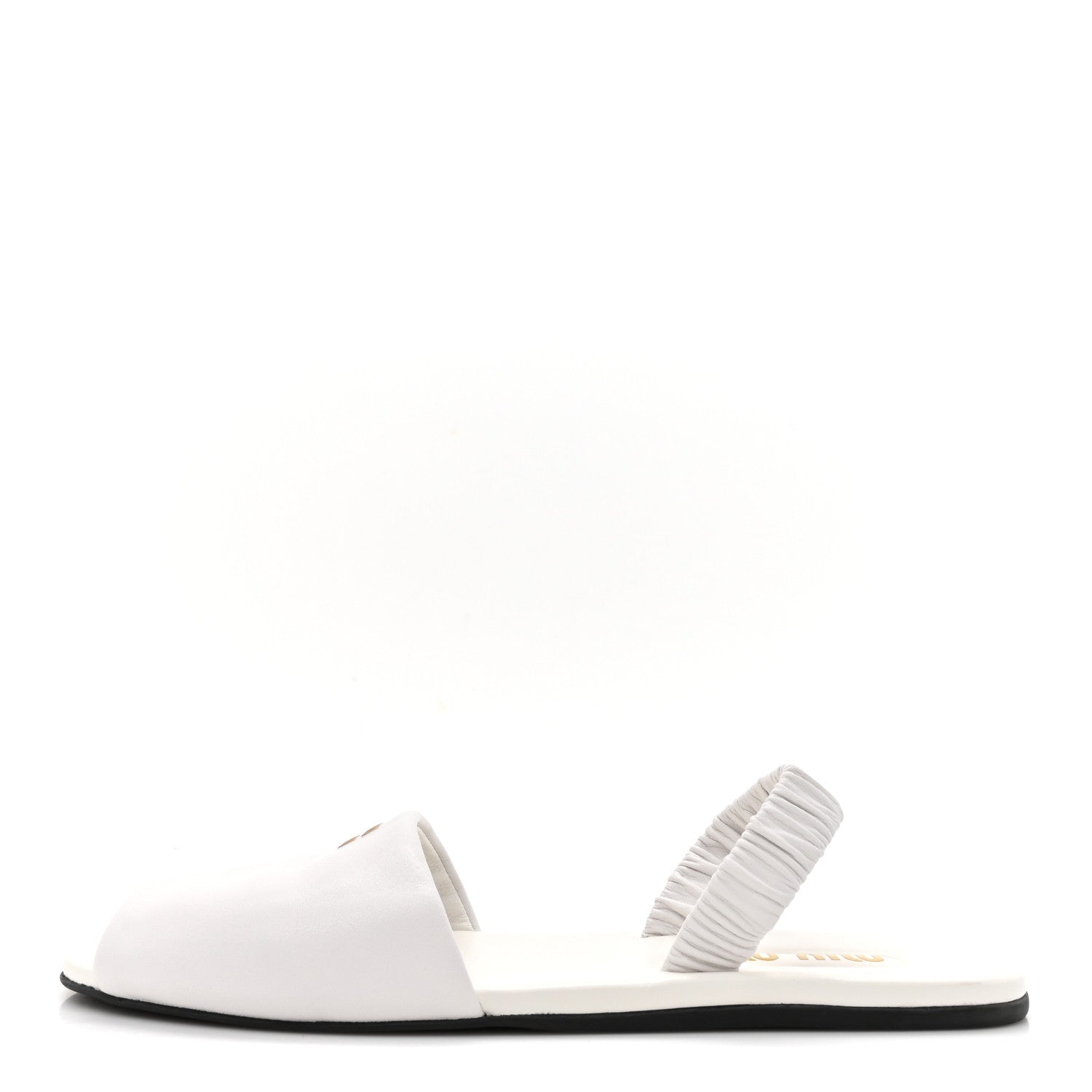 Miu Miu Vitello Nappa Ruched Flat Sandals 39 White 1 of 10