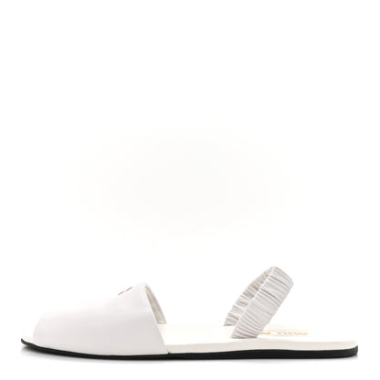 Miu Miu Vitello Nappa Ruched Flat Sandals 39 White 1 of 10