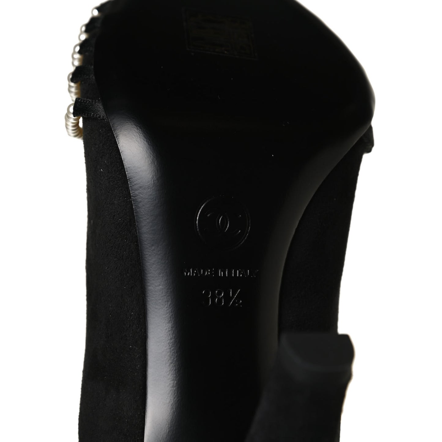 Suede Calfskin Pearl Cap Toe Short Boots 38.5 Black
