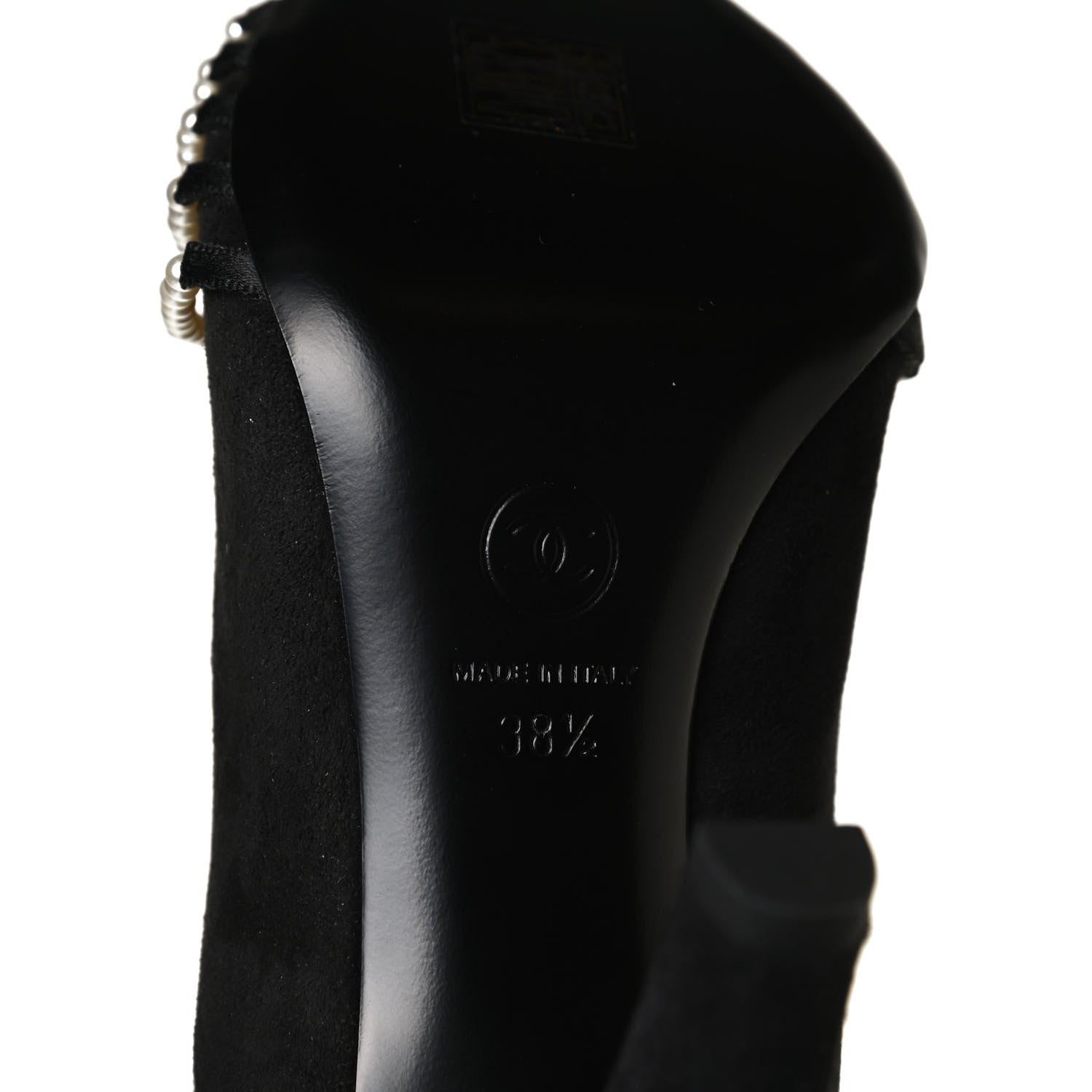 Chanel Suede Calfskin Pearl Cap Toe Short Boots 38.5 Black 8 of 9