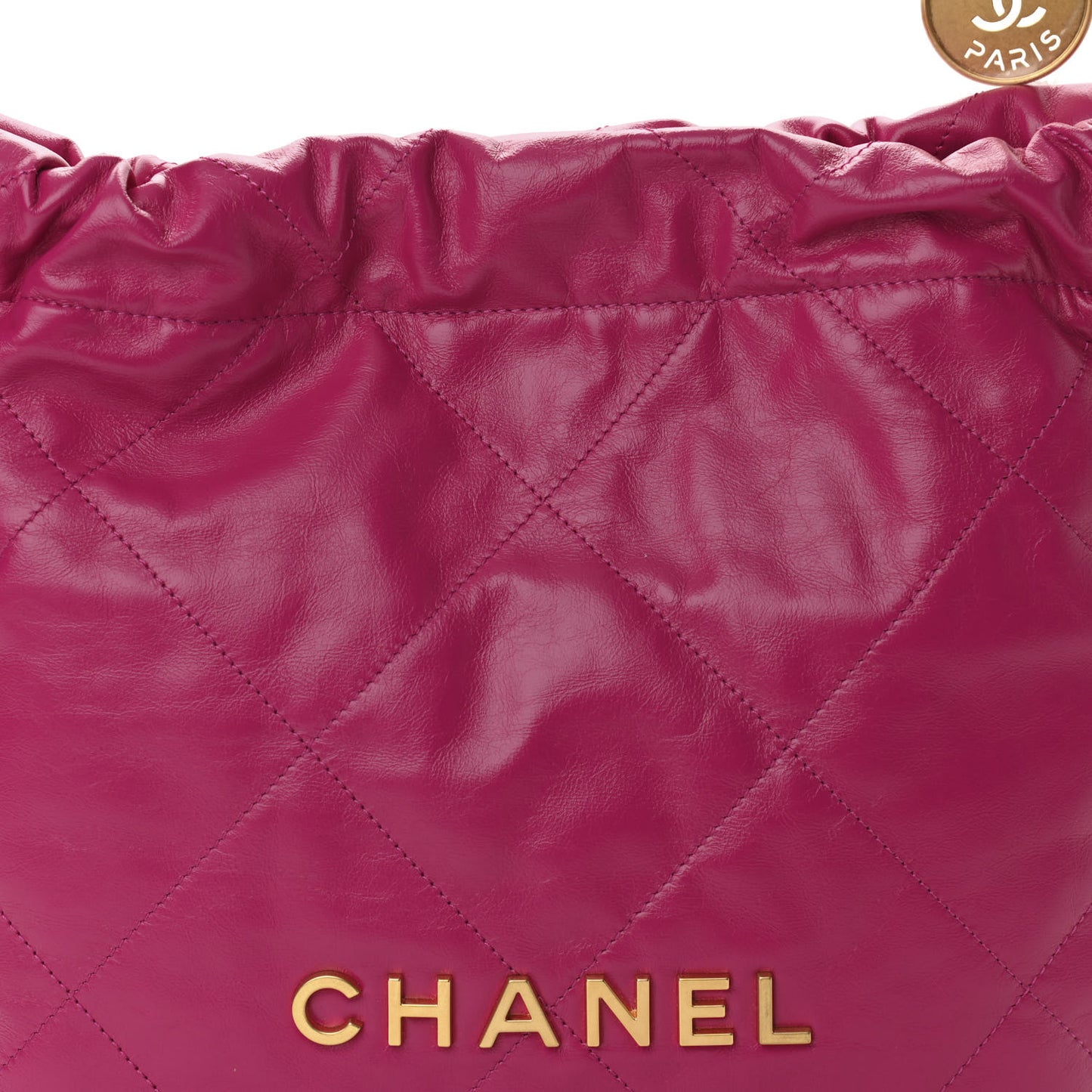 Shiny Calfskin Quilted Small Chanel 22 Dark Pink
