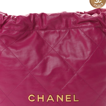 Chanel Shiny Calfskin Quilted Small Chanel 22 Dark Pink 9 of 12