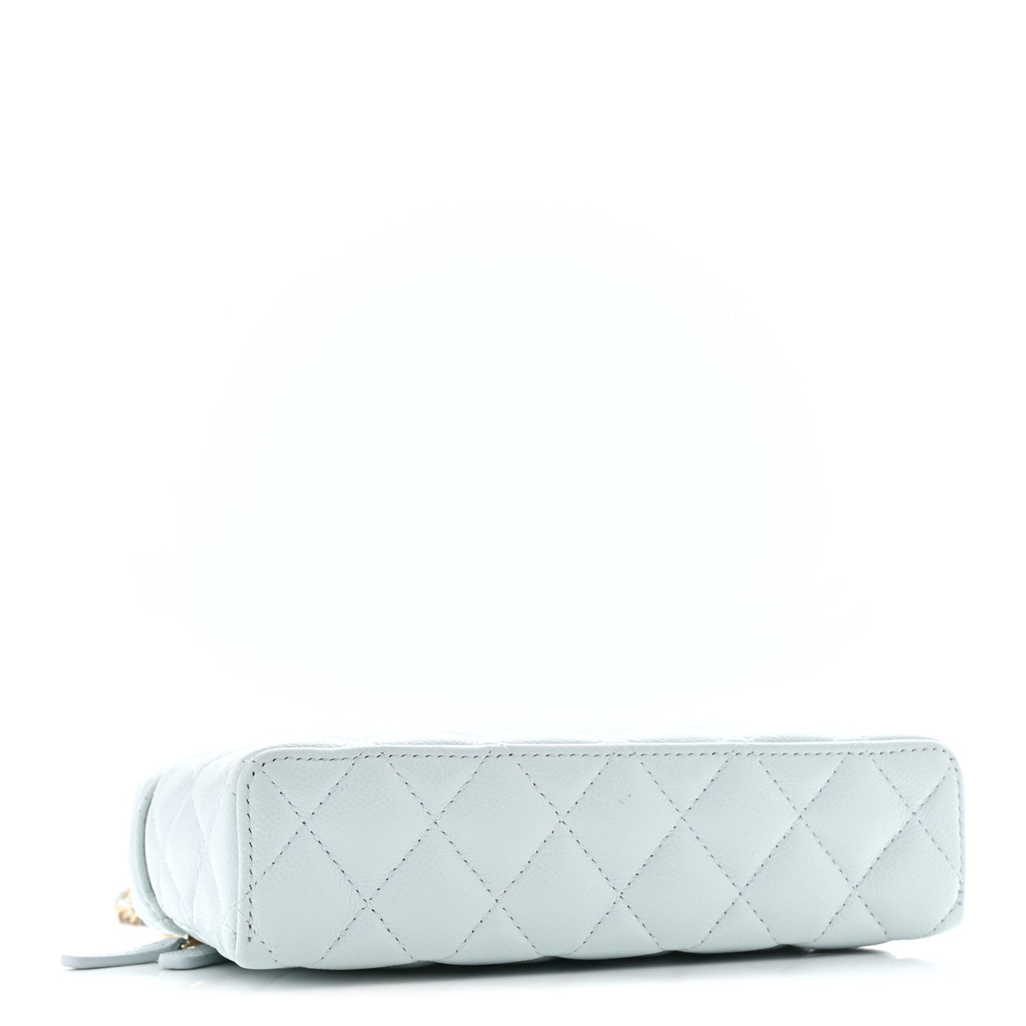 Caviar Quilted Top Handle Slim Vanity With Chain Light Blue