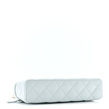 Chanel Caviar Quilted Top Handle Slim Vanity With Chain Light Blue 4 of 11