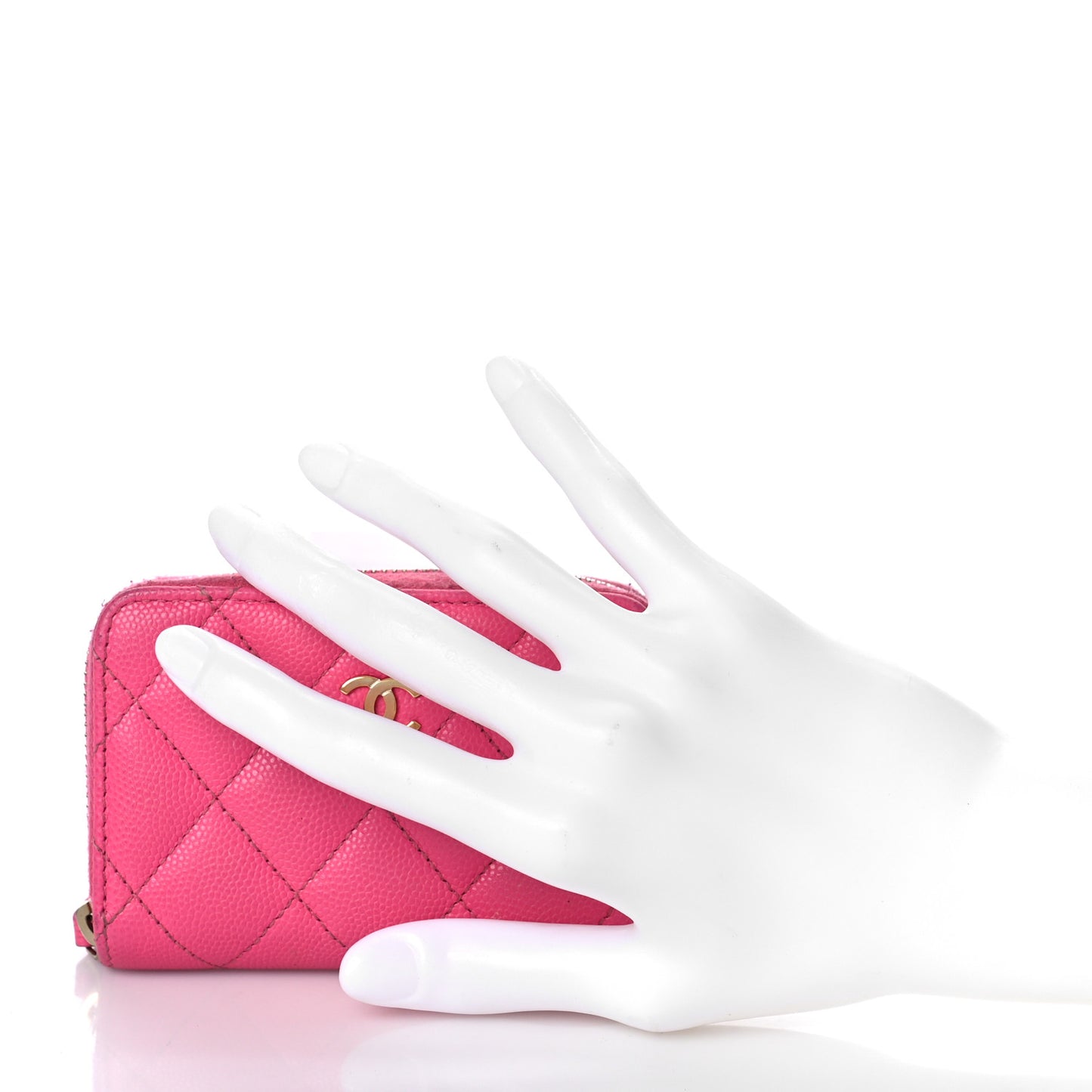 Caviar Quilted Zip Coin Purse Pink