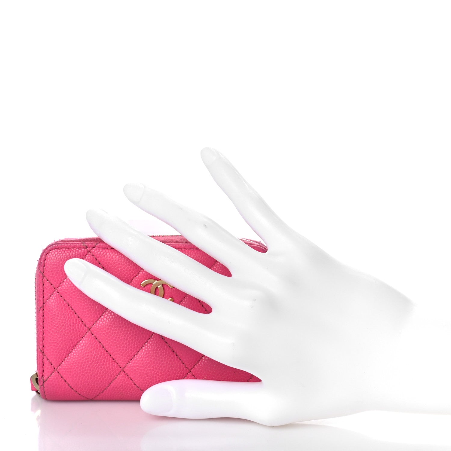 Chanel Caviar Quilted Zip Coin Purse Pink 2 of 17