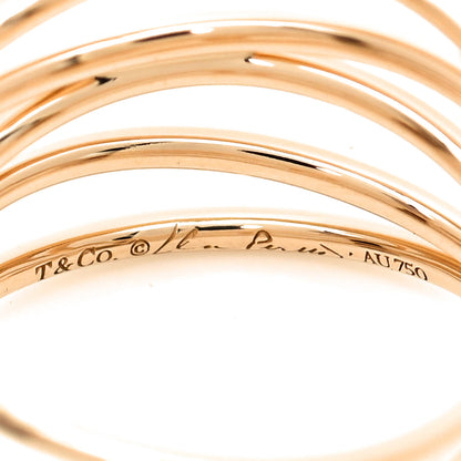 Tiffany 18K Yellow Gold Diamond Elsa Peretti 5 Row Wave Ring 50 5.5 4 of 4