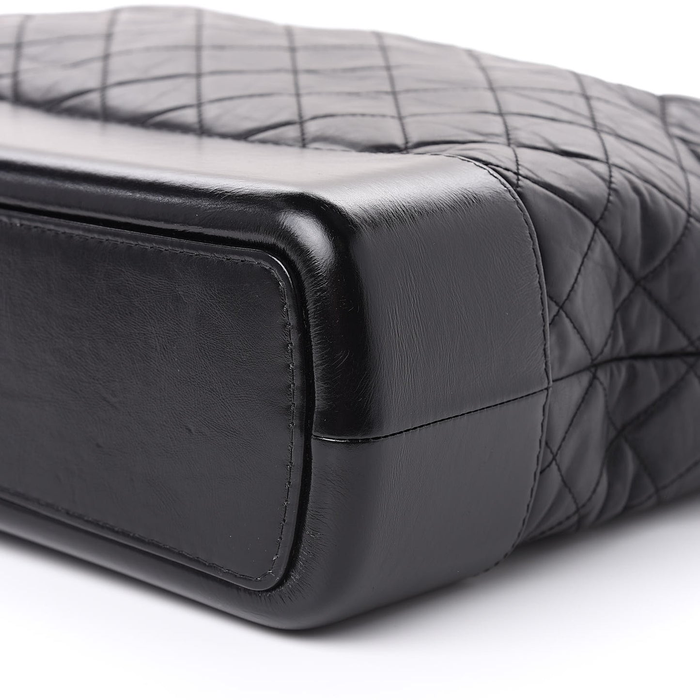 Aged Calfskin Quilted Maxi Gabrielle Hobo Black