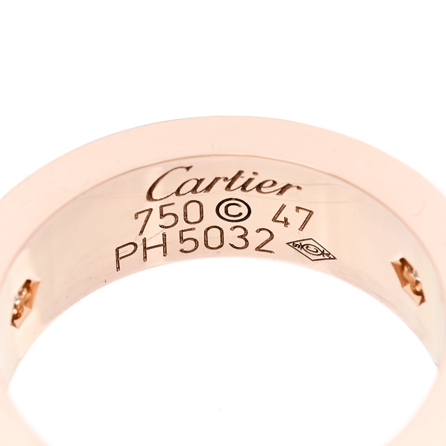 18K Pink Gold 3 Diamond 5.5mm LOVE Ring 47 4