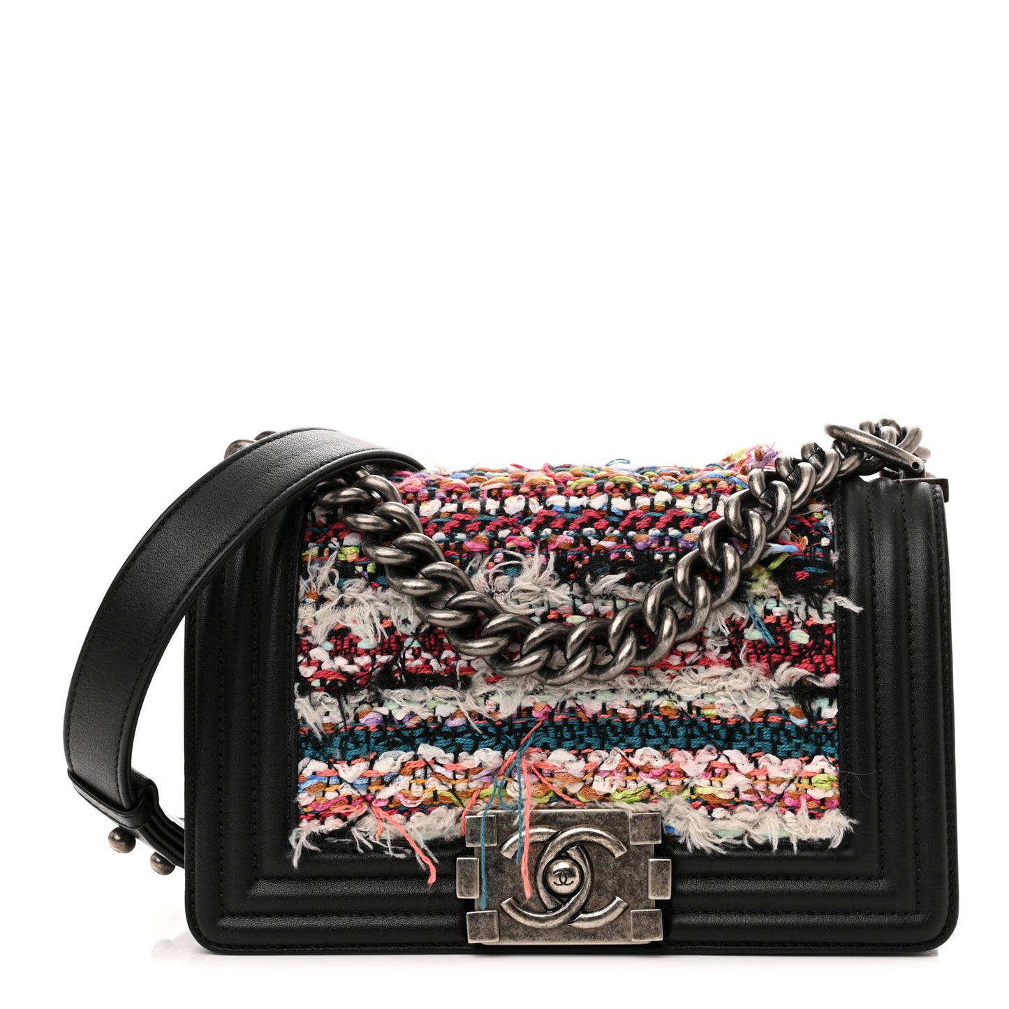 Tweed Calfskin Small Boy Flap Multicolor