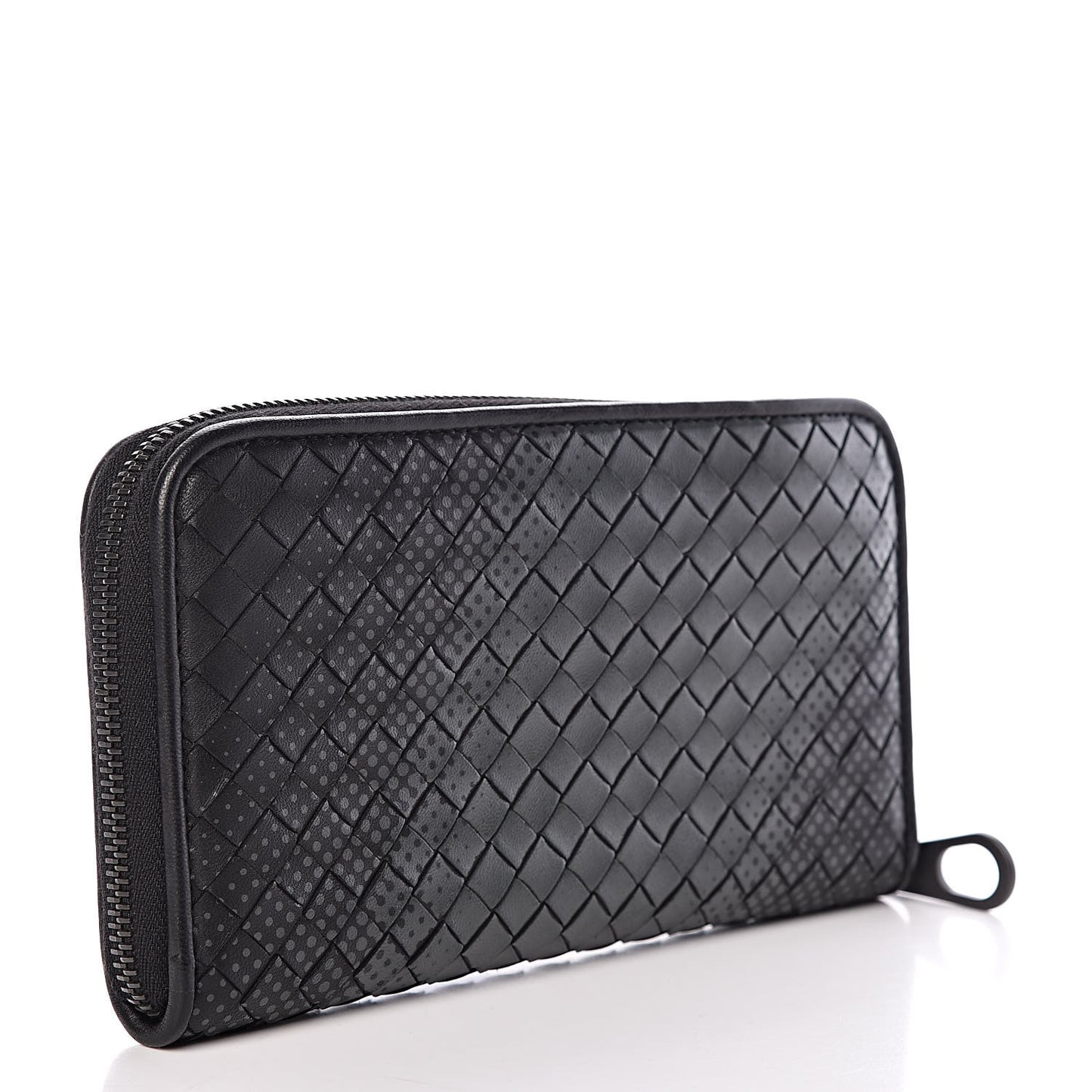 Nappa Intrecciato Gradient Spotted Zip Around Wallet Black Gray